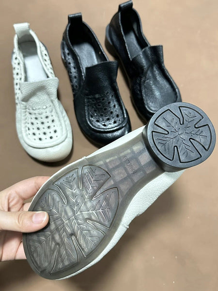 Women Summer Retro Soft Genuine Leather Low Heel Shoes CX013 XRXY