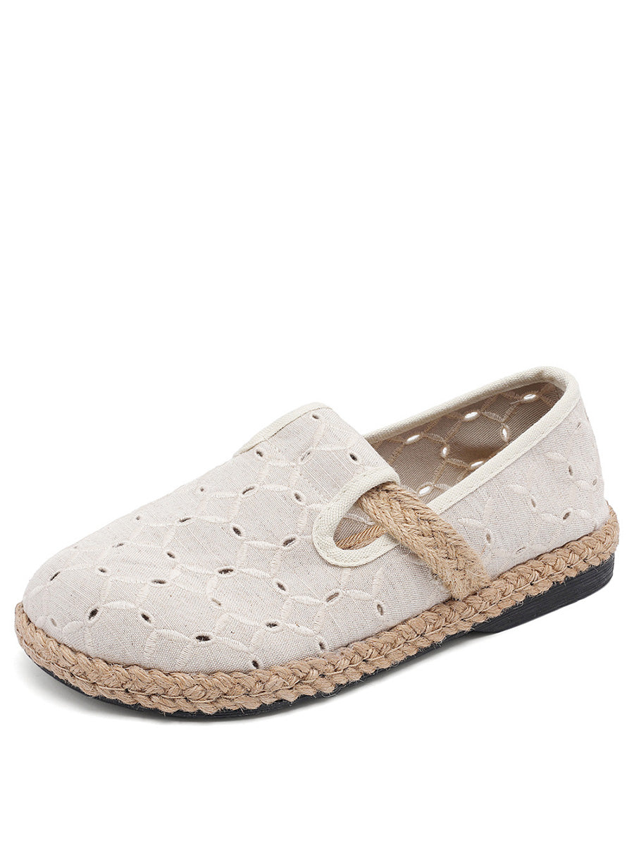 Summer Out Flat Hollow Shoes Casual Cotton Women FashionChic