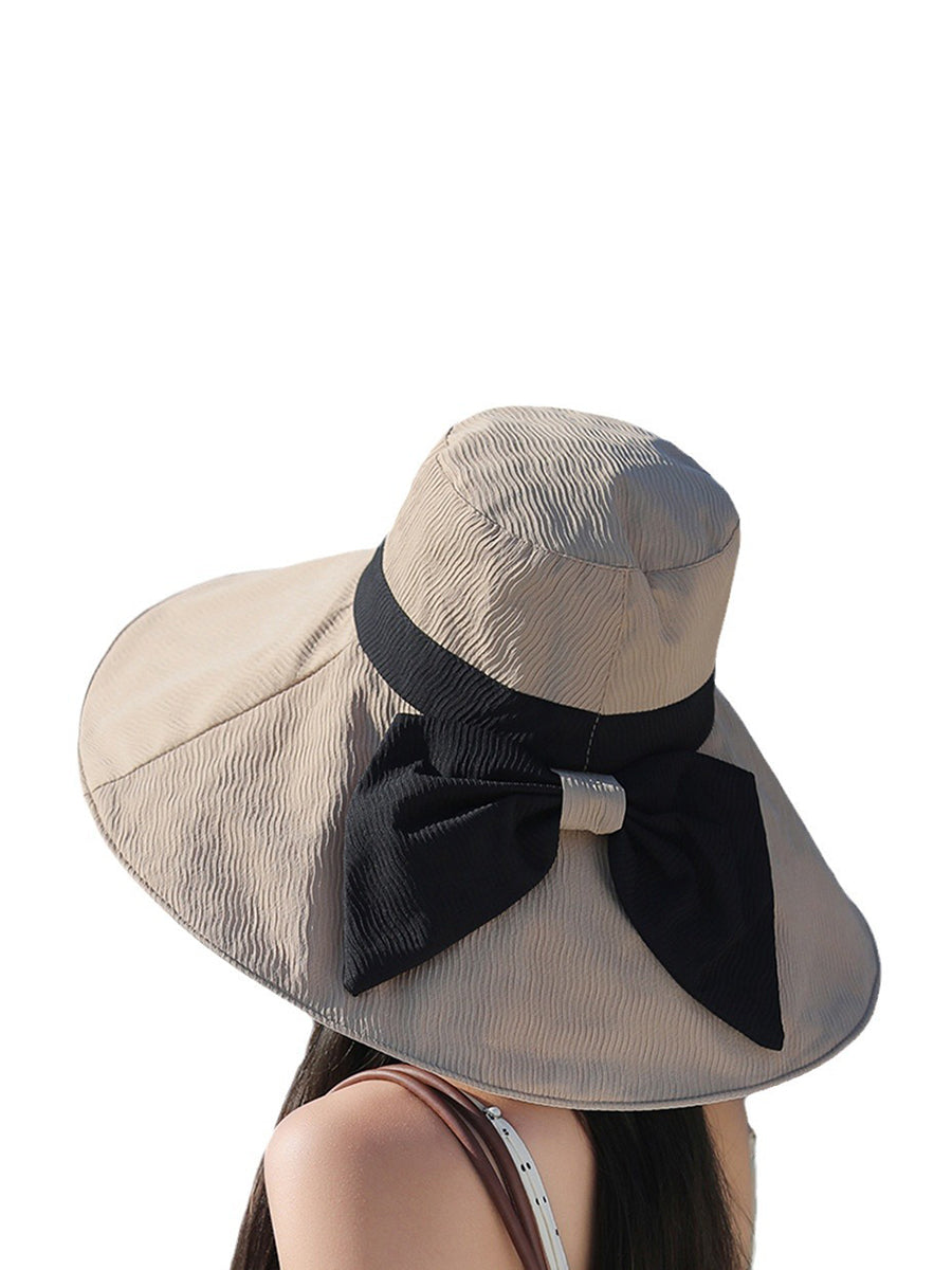 Women Summer Colorblock Sunproof Bowknot Hat QW1022 Ada Fashion