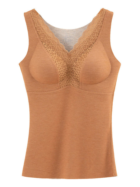 Women Seamless Winter Lace Solid Warm With Bra Pad Base BA1021 Genistyle Shop