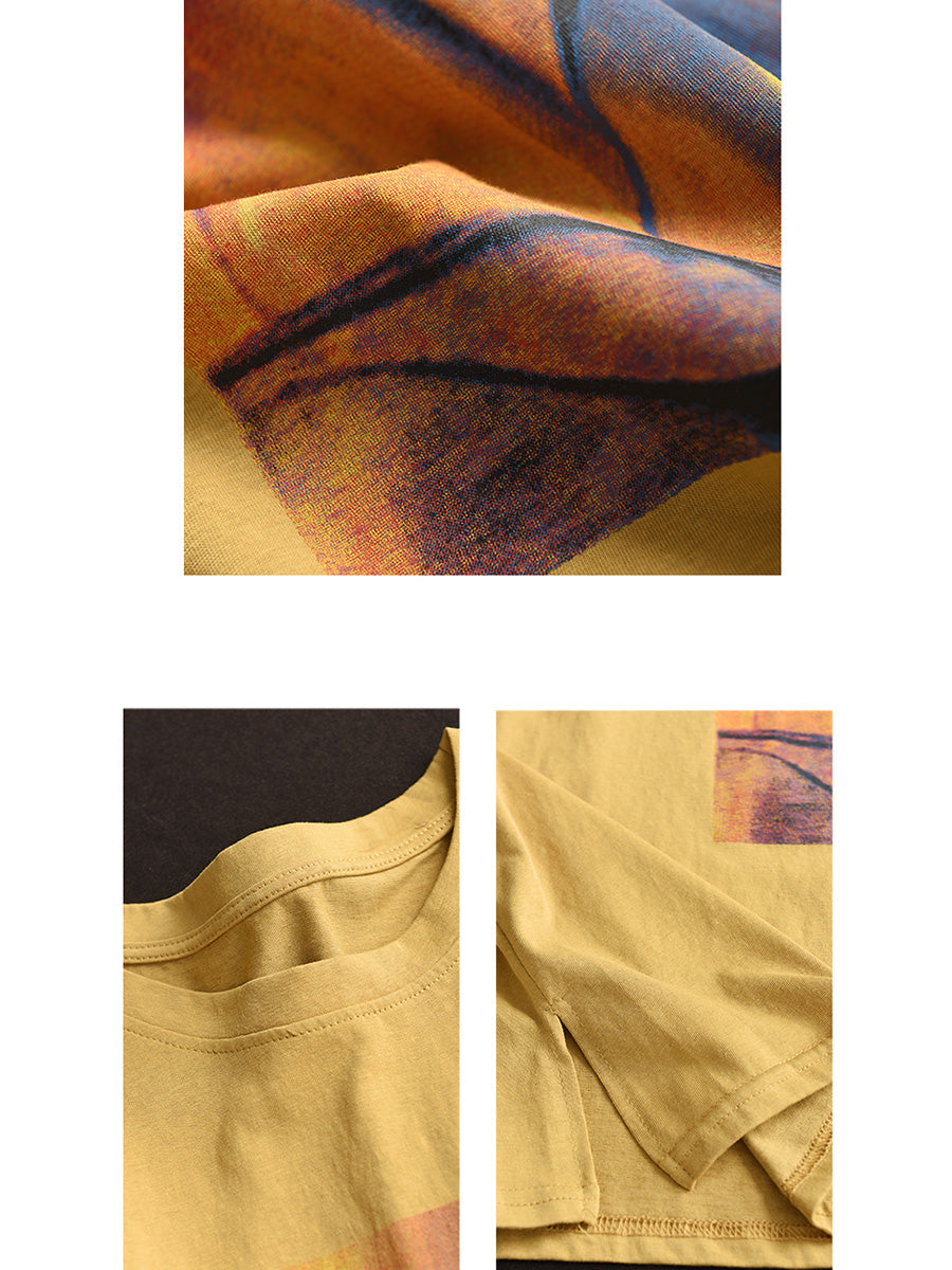 Women Summer Casual Print O-Neck Loose Shirt HH042 LPP