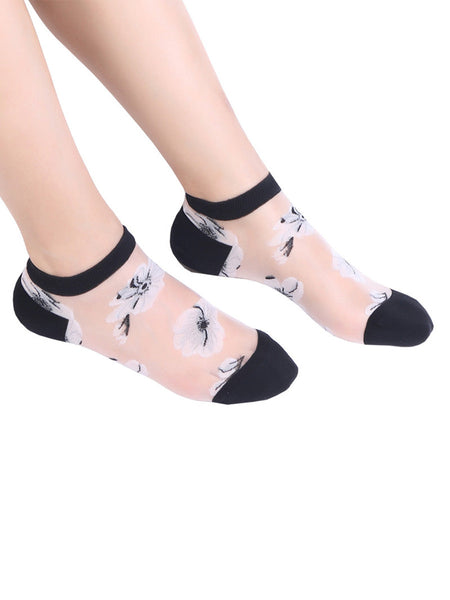 5 Pairs Women Summer Flower Thin Short Socks CX019 WSD