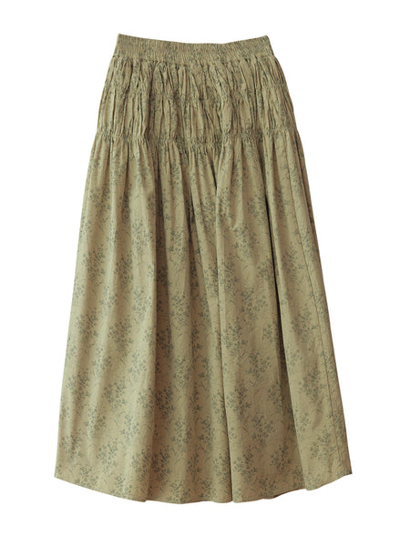 Women Summer Artsy Floral Shirred Cotton Skirt WE1042 Ada Fashion