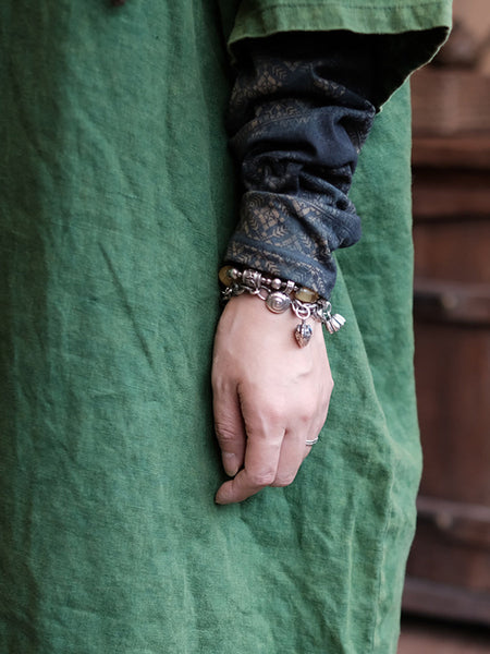 Women Retro Summer Spliced Linen V-Neck Dress AA1033 Ada Fashion