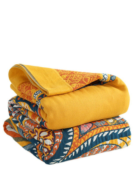 6 Layer Cotton Flower Nap Bedcover Sofa Blanket AT1010 BUYKUD