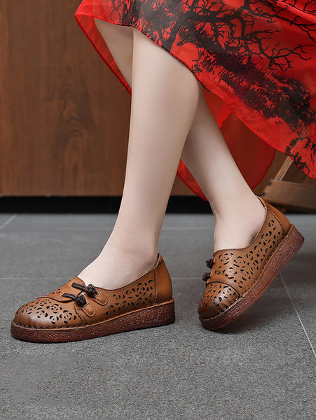 Hollow Women Out Shoes Low Heel Summer Ethnic FashionChic