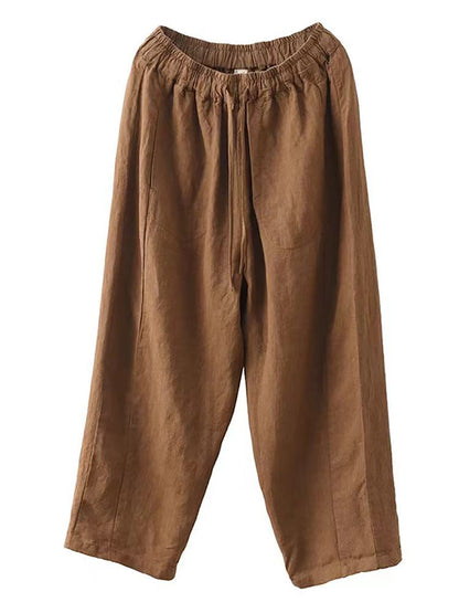 Women Summer Solid Linen Loose Harem Pants WE1021 Ada Fashion