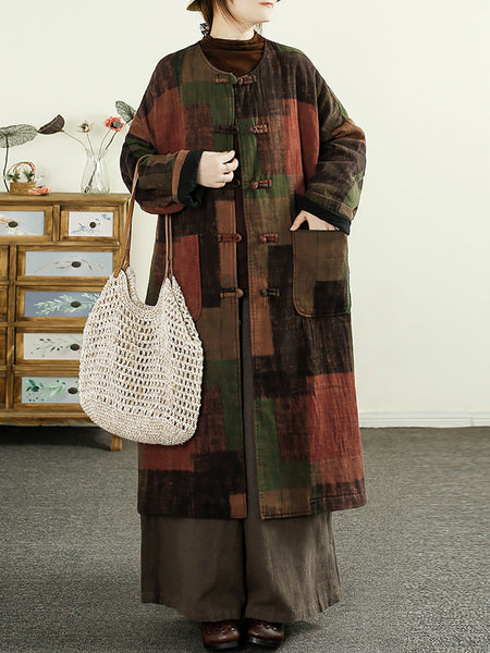 Women Autumn Ethnic 100%Cotton Long Padded Coat AI1062 JSHY