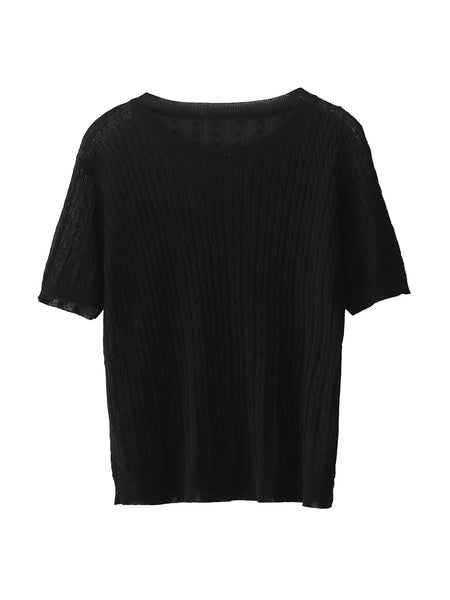 Women Summer Casual Knitted O-Neck Shirt CX035 ZMMM