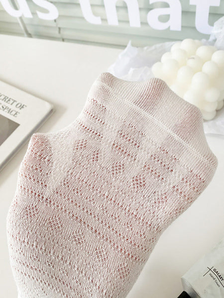 5 Pairs Women Summer Artsy Jacquard Cotton Short Socks CX018 BUYKUD