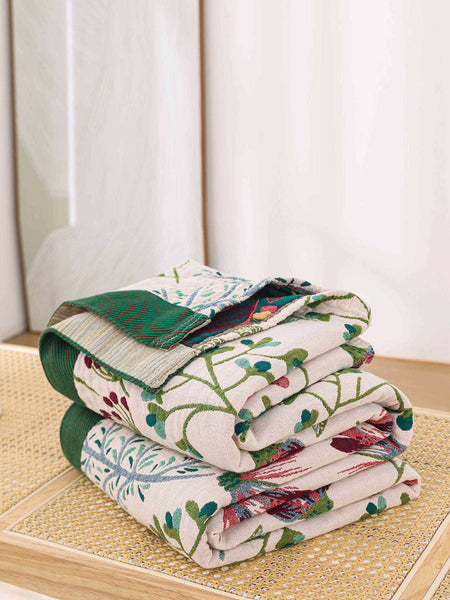 Multi-layer Cotton Flower Jacquard Bedcover Sofa Blanket RR015 TJRR