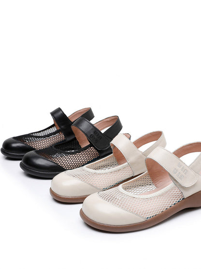 Women Summer Casual Solid Leather Low Heel Sandals AS1057 Ada Fashion