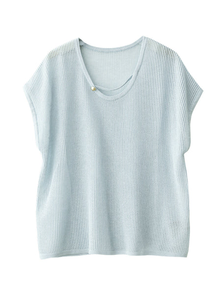 Women Summer Artsy O-Neck Solid Thin Shirt CX036 ZMMM