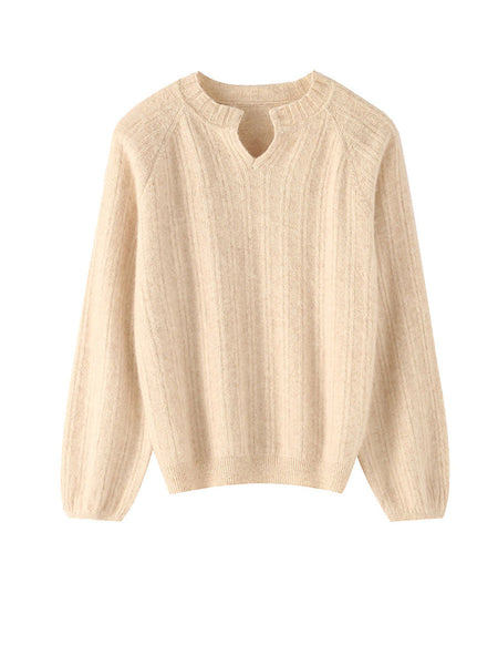 Women Autumn V-Neck Solid Wool Warm Knit Sweater AV1013 Genistyle Shop