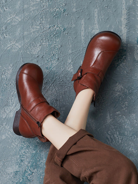 Women Casual Winter Soft Leather Spliced Ankle Boots BA1044 Genistyle Shop