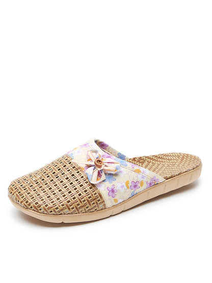 Women Summer Vintage Bamboo Weaving Spliced Slippers FG1022 Ada Fashion