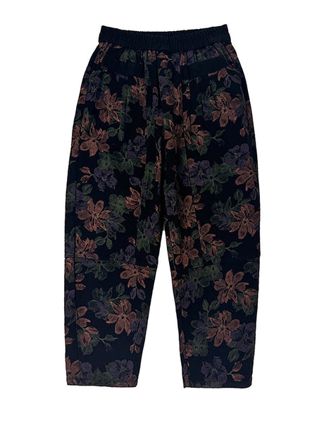 Women Autumn Vintage Flower Cotton Harem Pants AI1038 BUYKUD