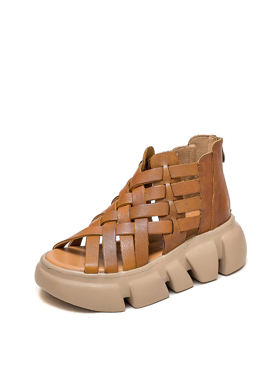 Women Summer Leather Weave Platform Sandals AS1016 Ada Fashion