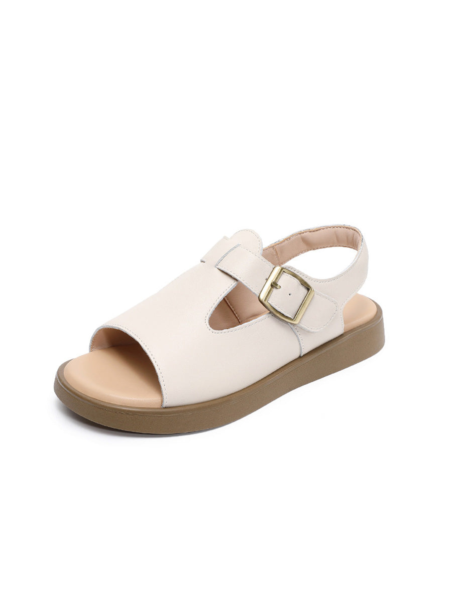 Women Soft Toe Leather Sandals Summer Open FashionChic
