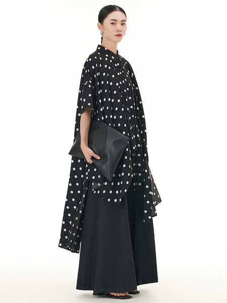 Women Casual Summer Dot Irregular Hem Loose Shirt KL1002 Ada Fashion
