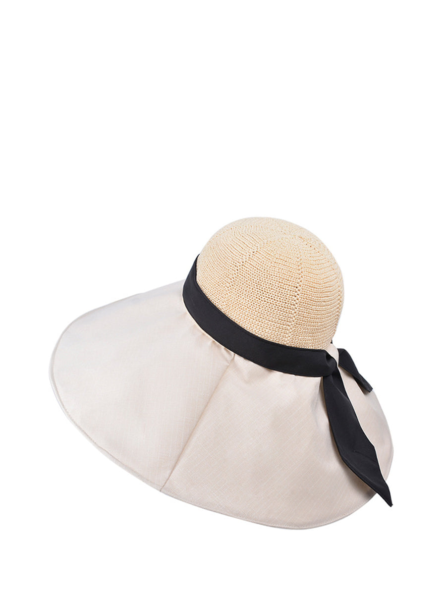 Women Summer Colorblock Large Brim Sunproof Hat WE1002 Ada Fashion