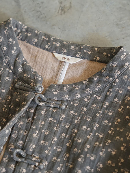 Women Ethnic Autumn Floral Button-up Cotton Coat AS1036 MH