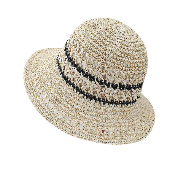 Women Casual Stripe Straw Weave Sunproof Hat CX021 NKMZ