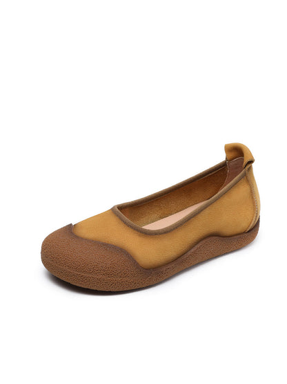 Summer Colorblock Leather Women Flat Genuine Shoes FashionChic