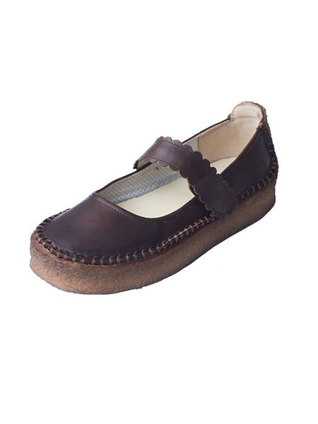Women Summer Casual Solid Leather Velcro Flat Shoes ZZ1040 Ada Fashion