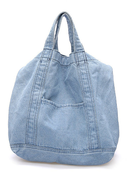 Vintage Solid Denim Spliced Shoulder Bag Handbag OP1038 BUYKUD