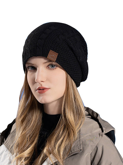 Women Winter Casual Fleece-lined Knit Solid Hat AH1066 BUYKUD