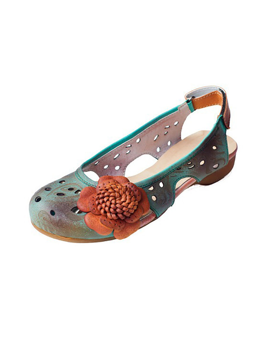 Women Summer Artsy Leather Flower Spliced Sandals UI1014 Ada Fashion