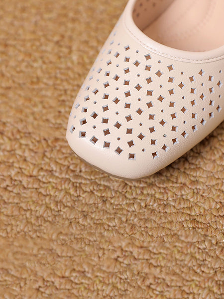 Heel Out Low Casual Shoes Summer Hollow Women FashionChic