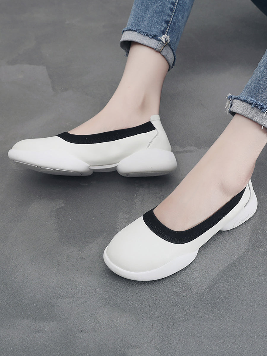 Women Summer Casual Leather Solid Low-Heel Shoes UI1017 Ada Fashion