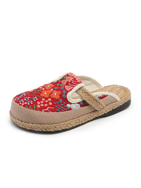 Cotton Ethnic Flower Embroidery Women Slippers Summer FashionChic