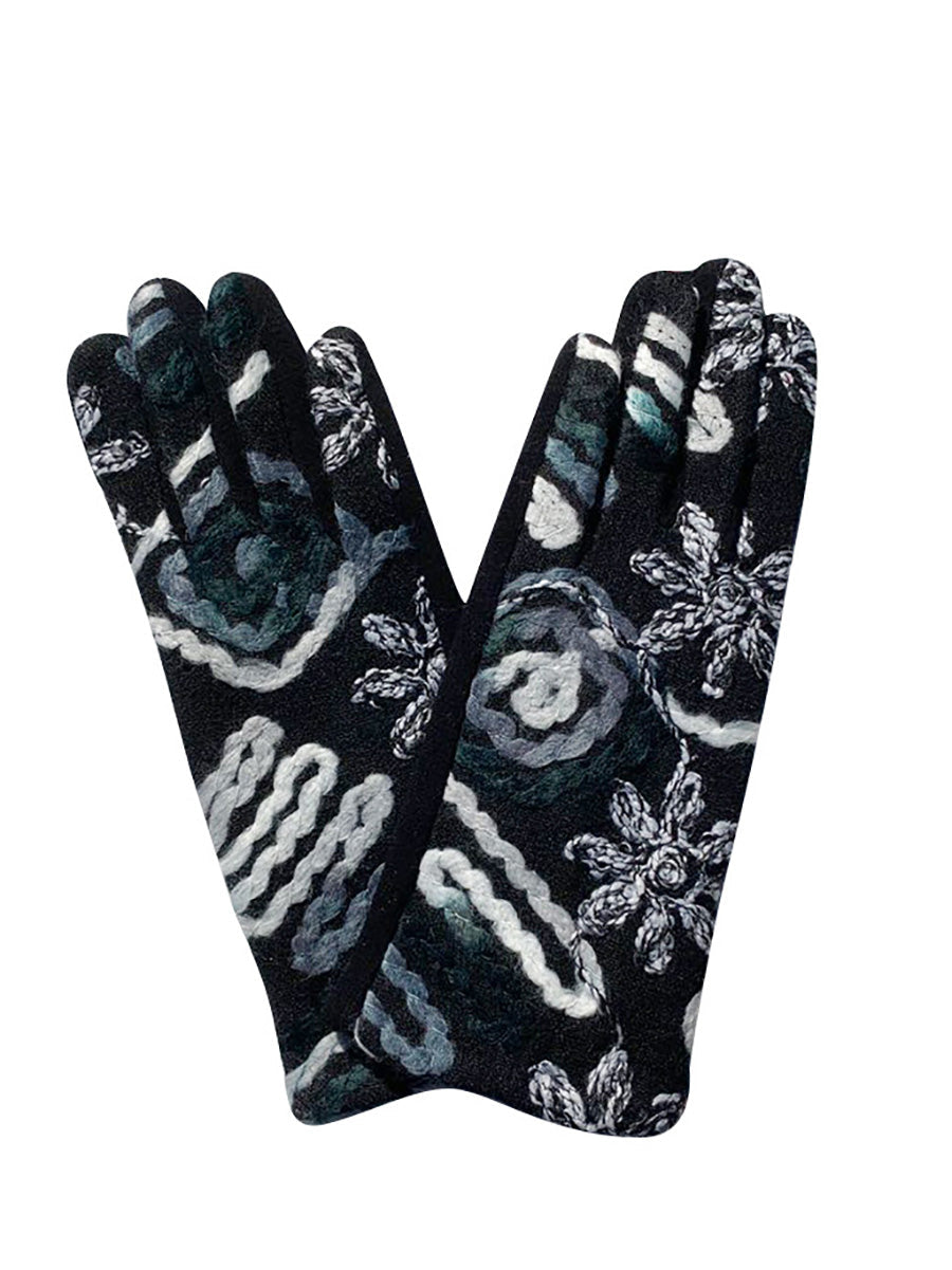 Women Winter Ethnic Warm Outdoor Gloves AT1095 BUYKUD