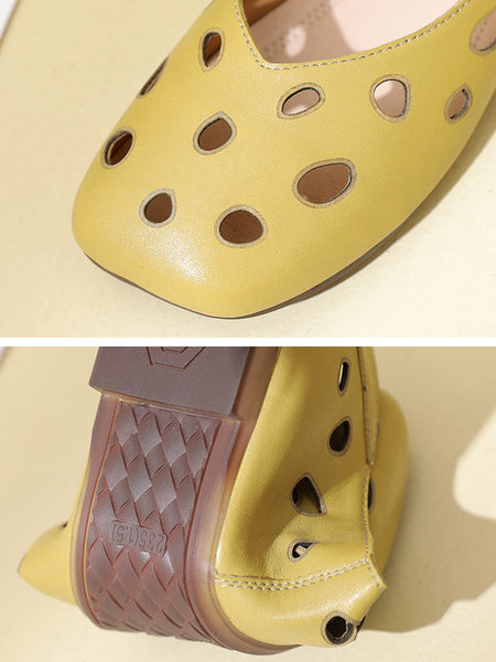 Women Summer Leather Cotout Solid Soft Shoes TY1038 Ada Fashion