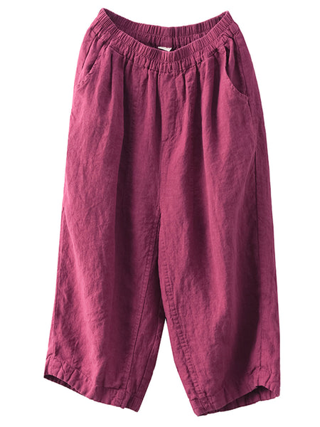 Women Summer Retro Solid Linen Loose Harem Pants FD009 ZMMM