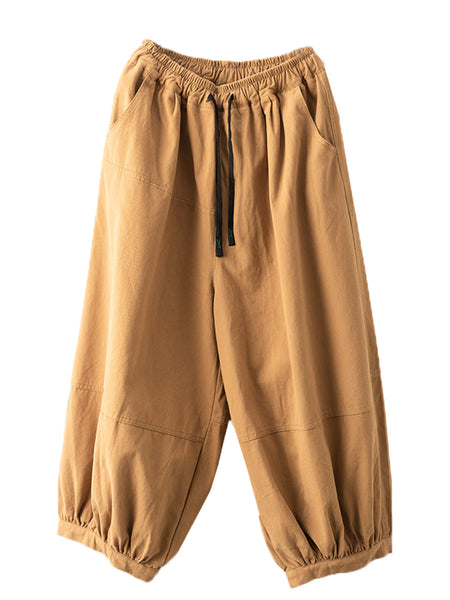 Women Autumn Casual Solid Spliced Cotton Harem Pants AS1022 ZMMM