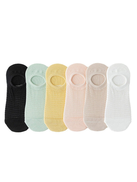 6 Pairs Women Summer Casual Solid Short Socks CX039 BUYKUD