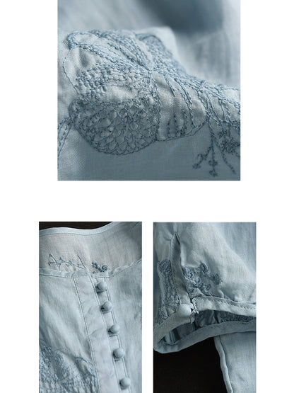 Women Summer Artsy Embroidery Ramie Shirt TY1020 Ada Fashion