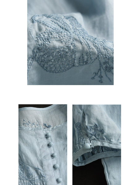 Women Summer Artsy Embroidery Ramie Shirt TY1020 Ada Fashion