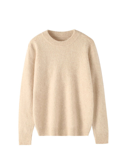 Women Autumn Casual O-Neck Soft 100%Wool Sweater QU030 BK