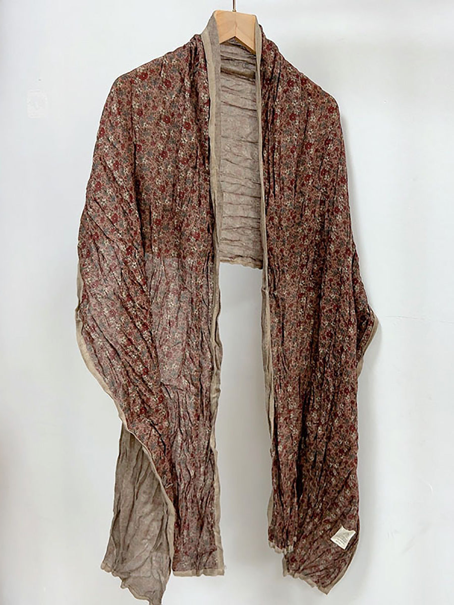 Women Vintage Floral Worn Shawl Scarf HH034 BUYKUD