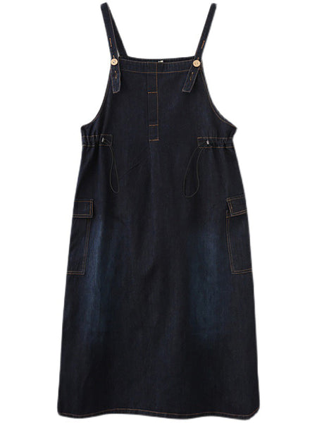 Women Summer Casual Solid Denim Vest Dress CO1021 Ada Fashion