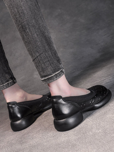 Women Summer Casual Genuine Leather Solid Low Heel Shoes II1024 ANSY