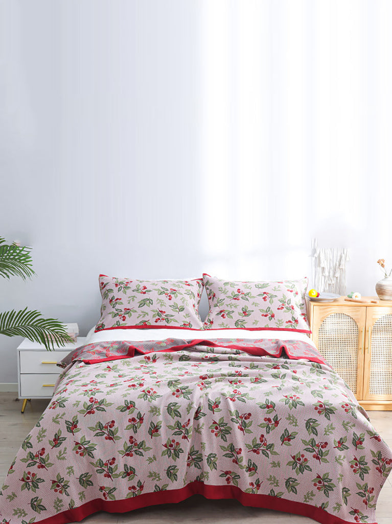 Summer Nap 100%Cotton Jacquard Cherry Sofa Blanket WE1006 Ada Fashion