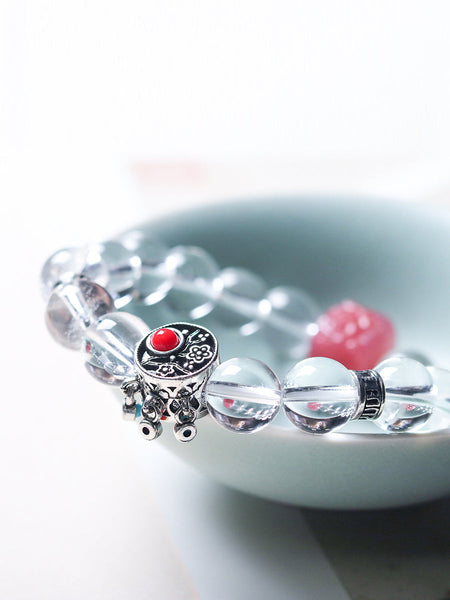 Women Ethnic White Crystal Woven Bracelet KL1045 Ada Fashion