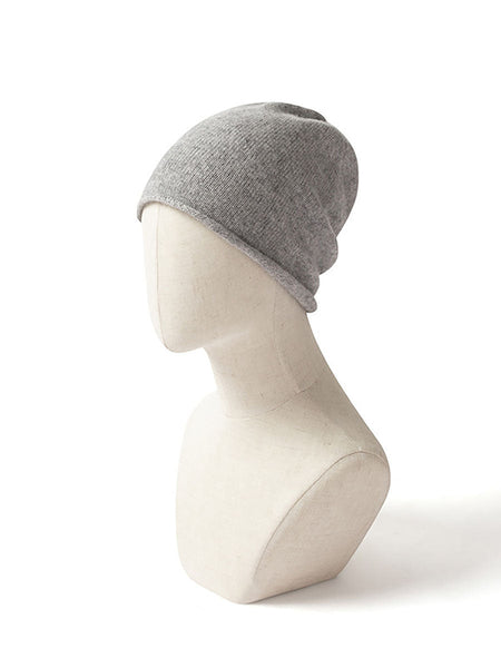 Women Casual Solid Hemming 100%Cashmere Knit Hat BA1068 Genistyle Shop