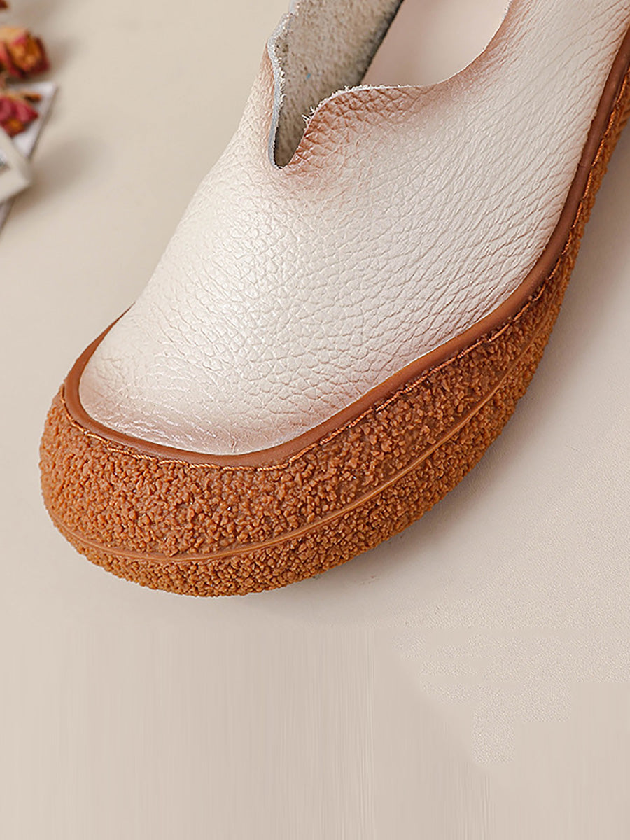 Women Summer Solid Soft Genuine Leather Flat Shoes CX042 BC